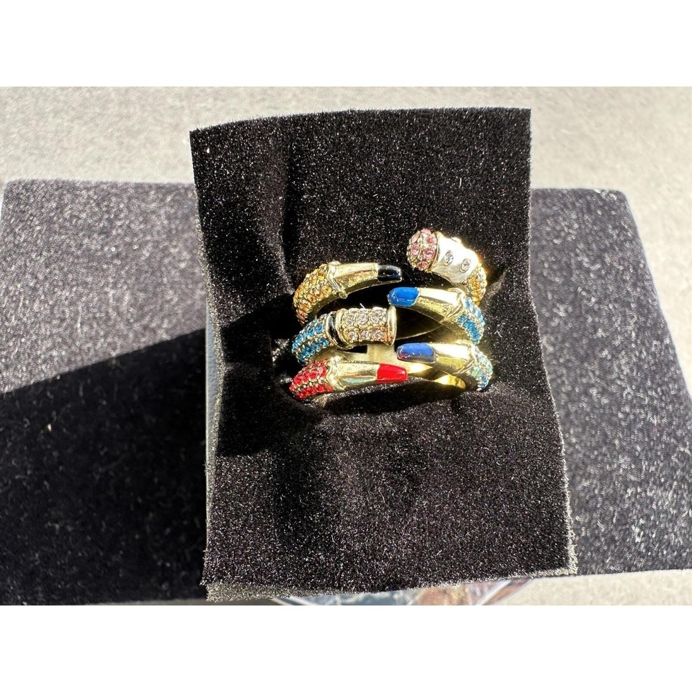 New HEIDI DAUS "First Draft" Enamel Crystal Pencil Ring Size 8